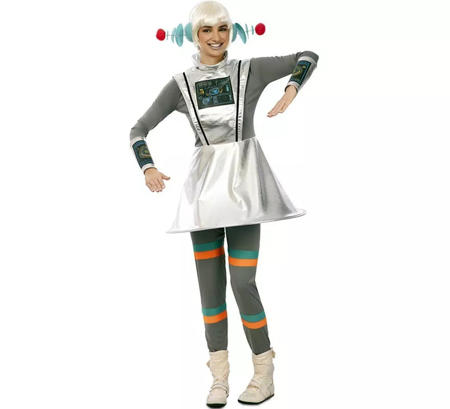 Translation missing: en.Disfraz de Agente Espacial gris con muñequeras para mujer