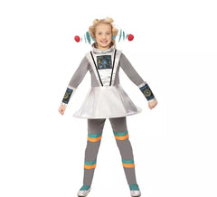 Grey Space Agent Costume with Wristbands for Girls