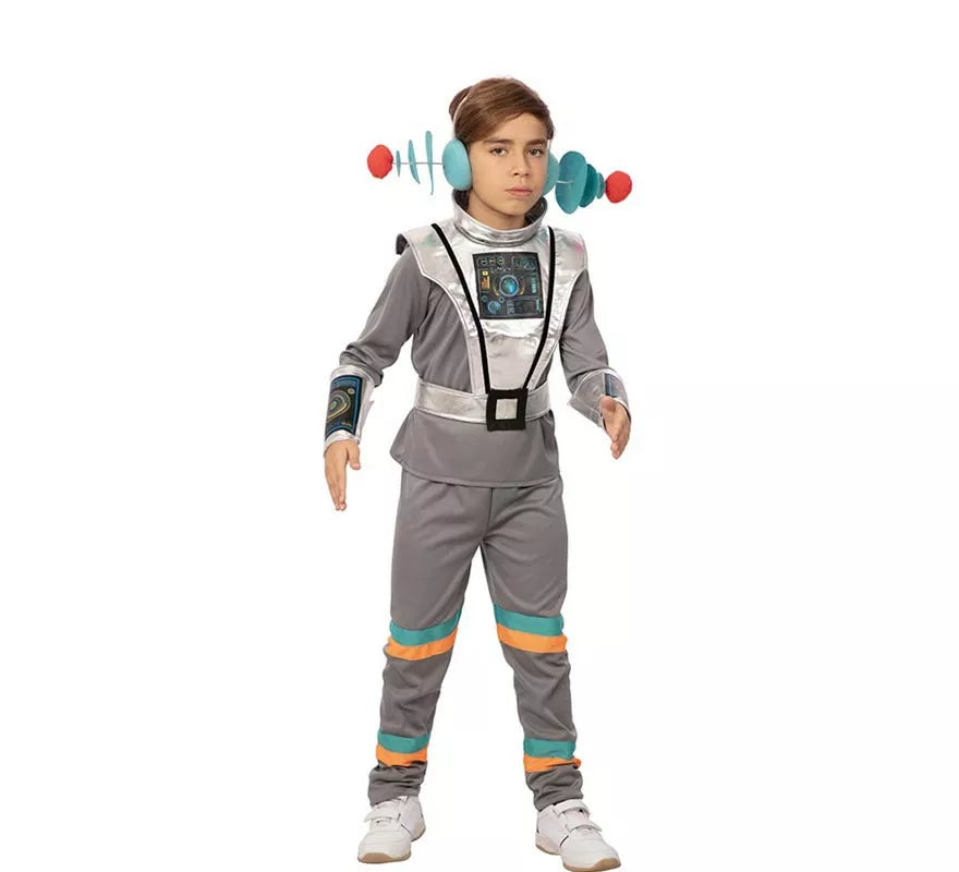 Disfraz de Agente Espacial gris con muñequeras para niño