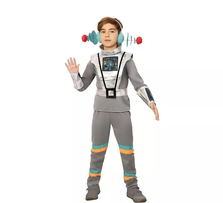 Disfraz de Agente Espacial gris con muñequeras para niño