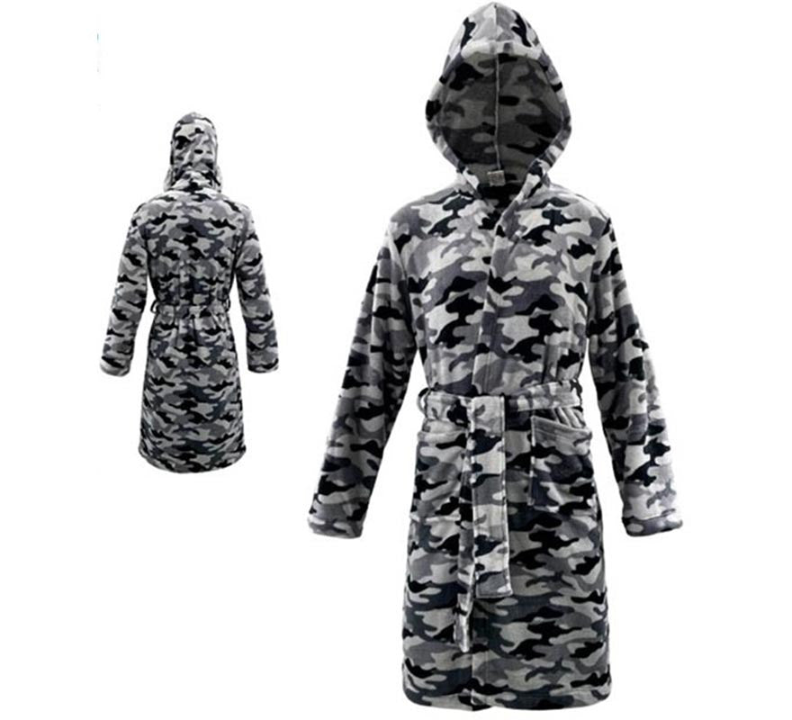 Translation missing: en.Disfraz Albornoz Camuflaje Gris para niños