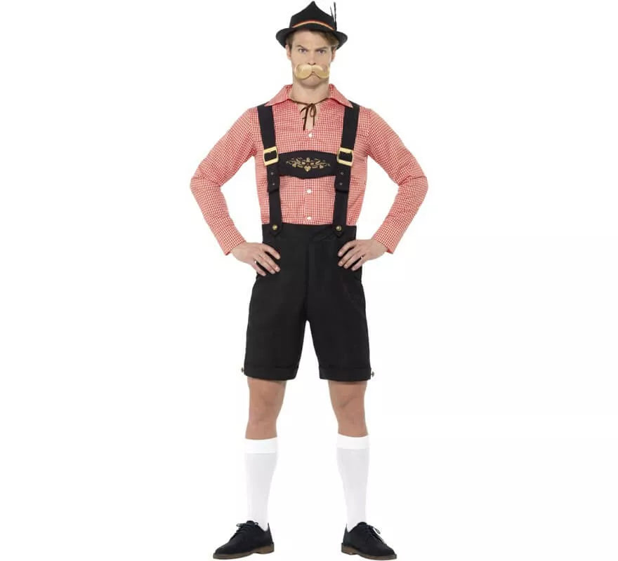 Disfraz de Alemán Tradicional Rojo y Marrón para hombre
