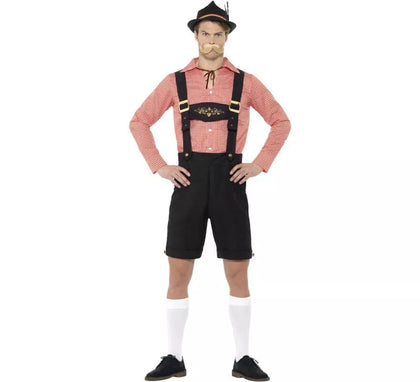 Disfraz de Alemán Tradicional Rojo y Marrón para hombre