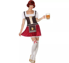White and Red German Velvet Costume for Women