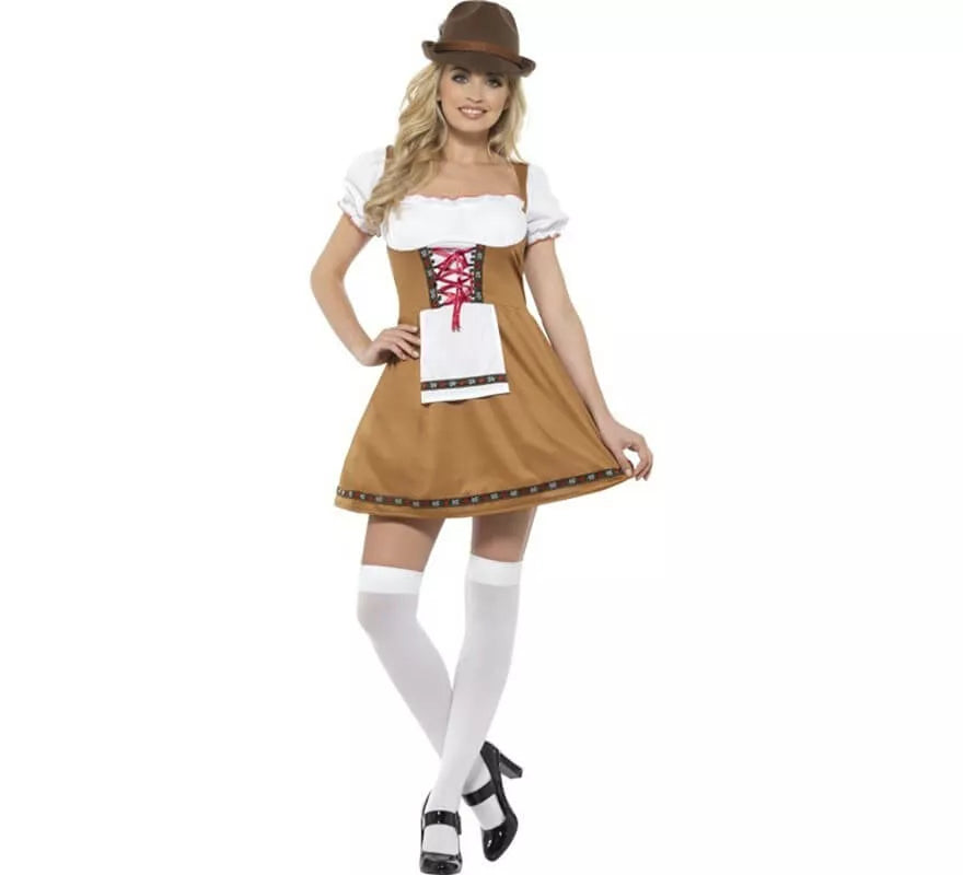 Disfraz de Alemana Tradicional Marrón y Blanco para mujer
