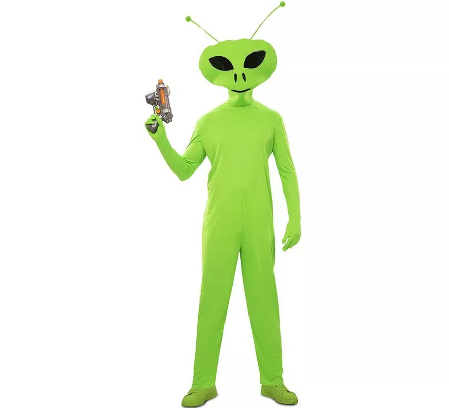 Translation missing: en.Disfraz de Alien clásico verde con máscara para hombre
