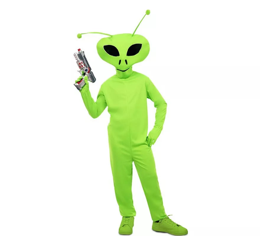 Disfraz de Alien clásico verde con máscara para niño