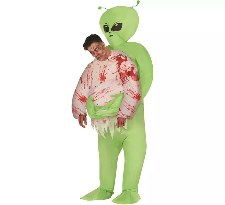 Disfraz de Alien verde hinchable o inflable para hombre