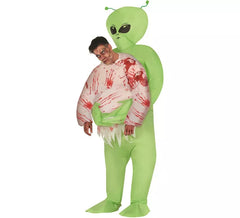 Inflatable or blow up green alien costume for men