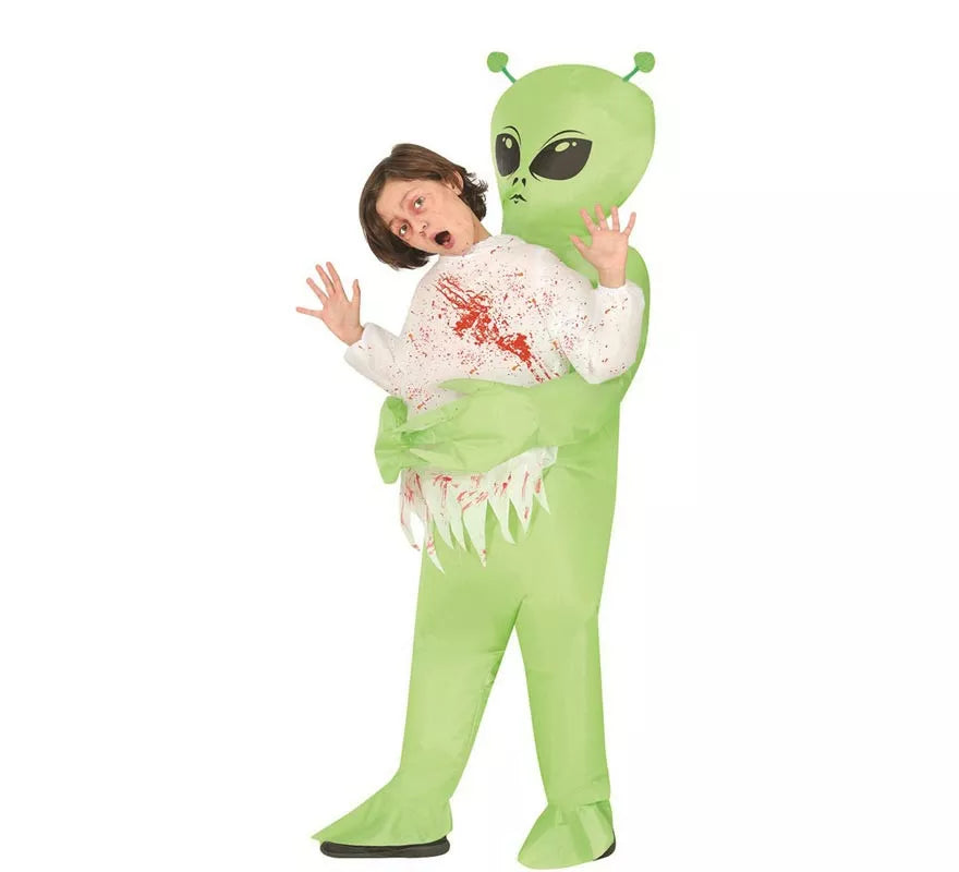 Disfraz de Alien verde hinchable o inflable para niño