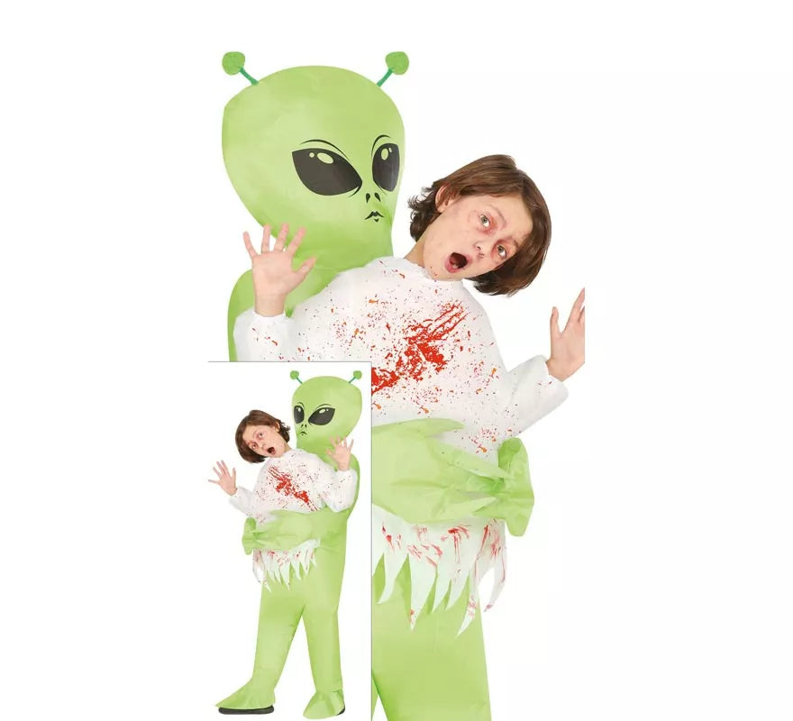 Translation missing: en.Disfraz de Alien verde hinchable o inflable para niño
