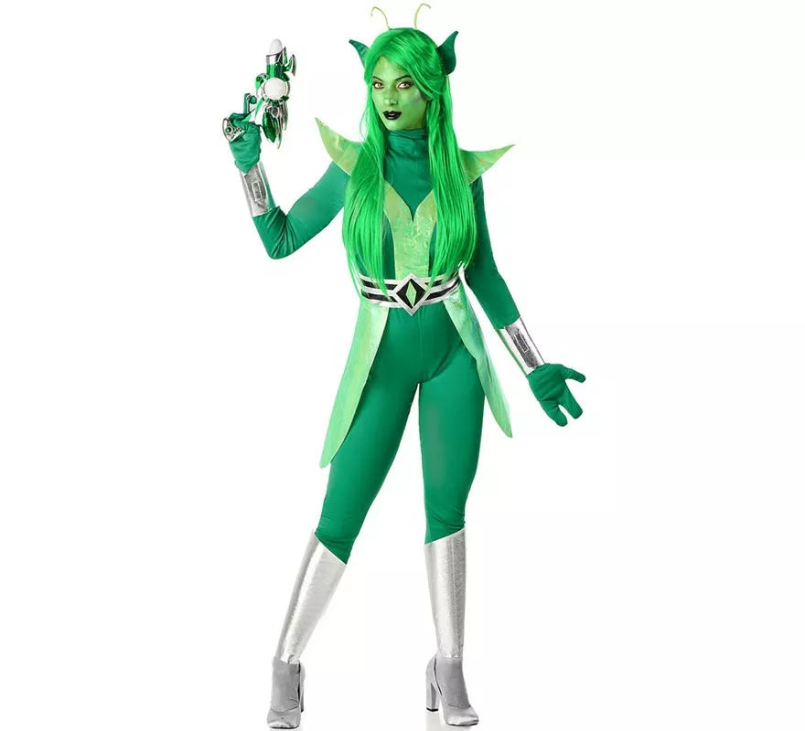 Translation missing: en.Disfraz de Alien verde y plateado para mujer