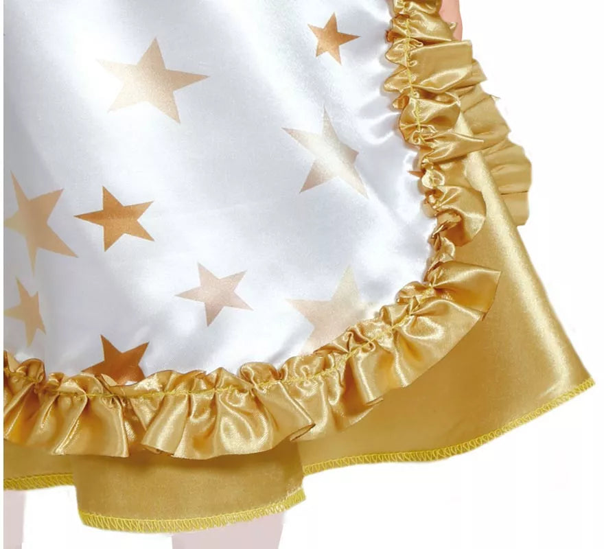 Disfraz de Ángel dorado en vestido blanco para bebé