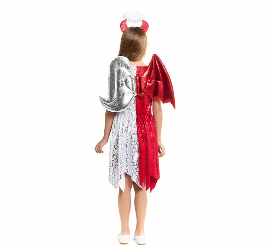 Disfraz de Ángel y Demonio con Alas y Cuernos para niña