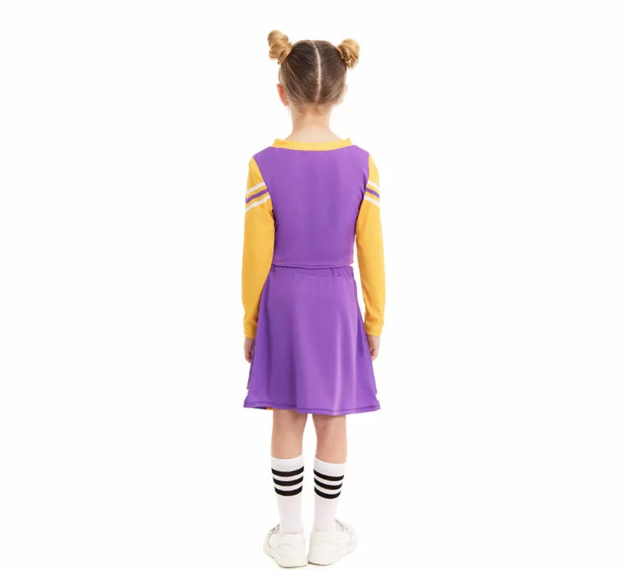 Disfraz de Animadora Cheerleader morado para niña