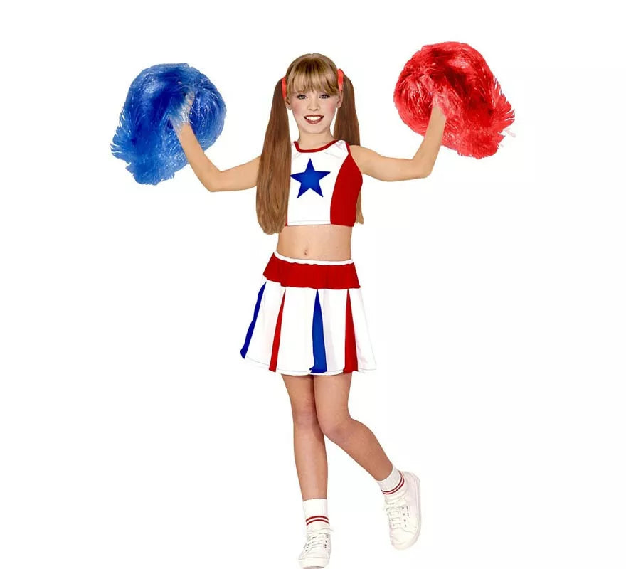 Translation missing: en.Disfraz de Animadora estrella tricolor para niña