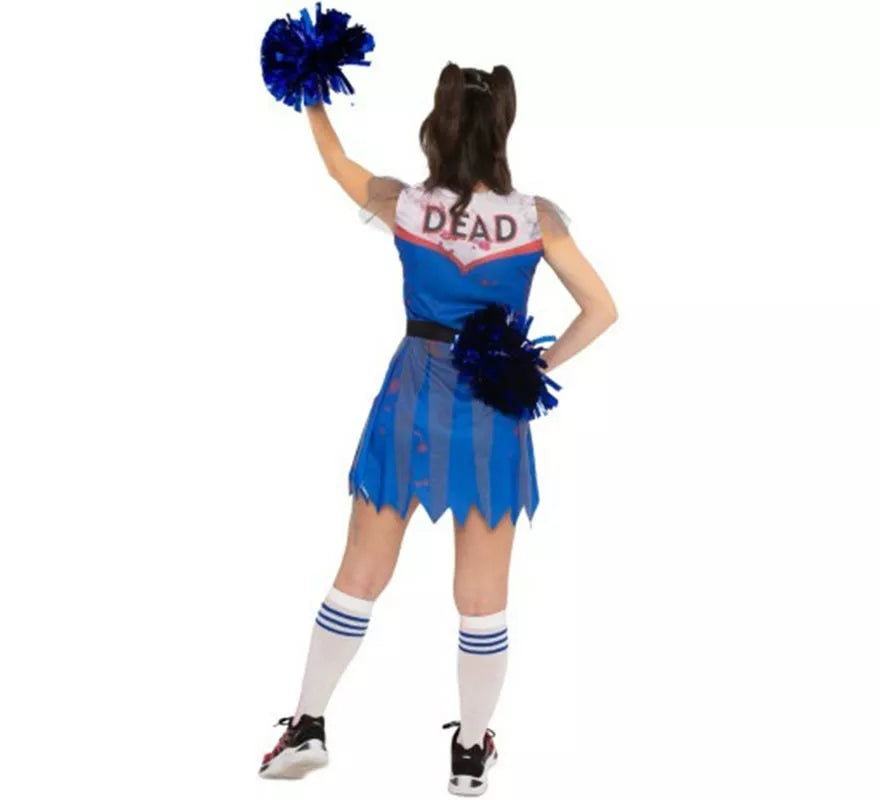 Disfraz de Animadora Zombie azul para mujer