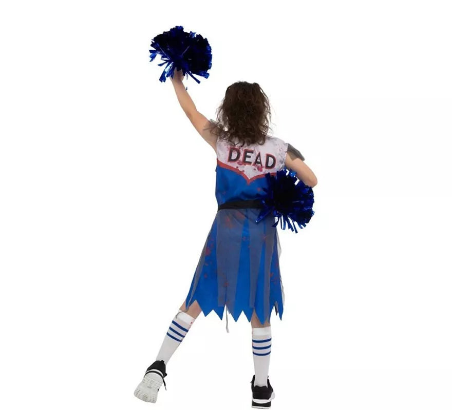 Disfraz de Animadora Zombie azul para niña