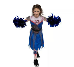 Blue Zombie Cheerleader Costume for Girl