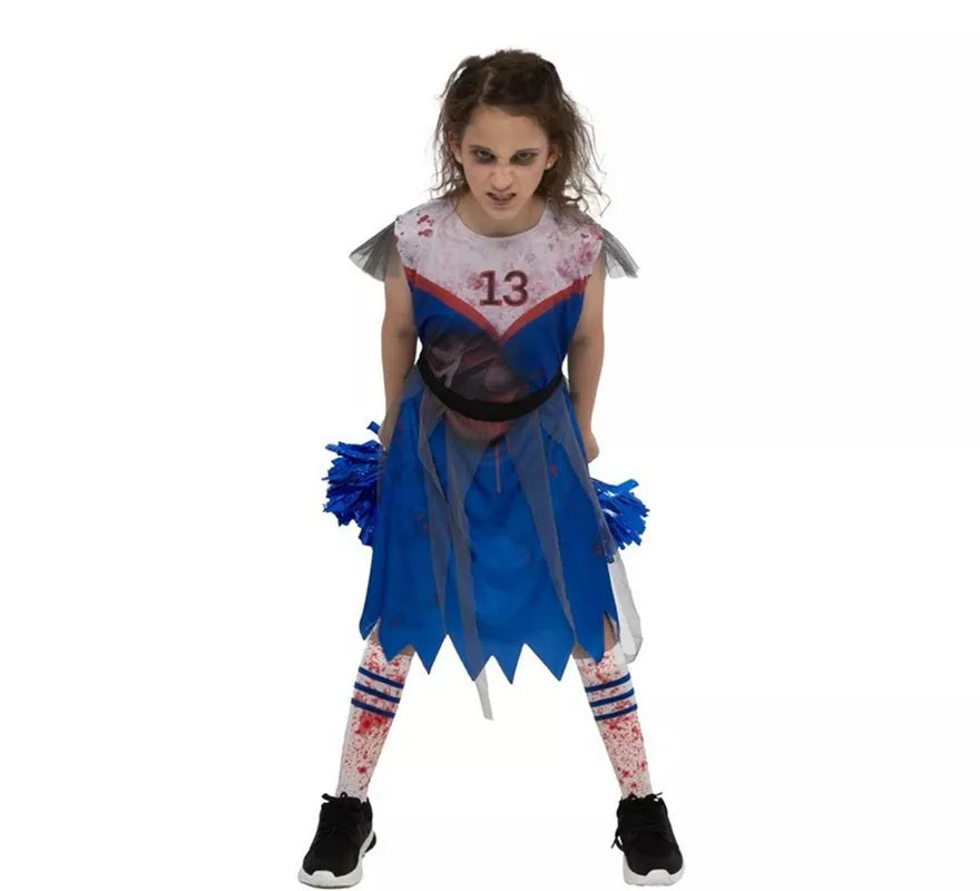 Translation missing: en.Disfraz de Animadora Zombie azul para niña