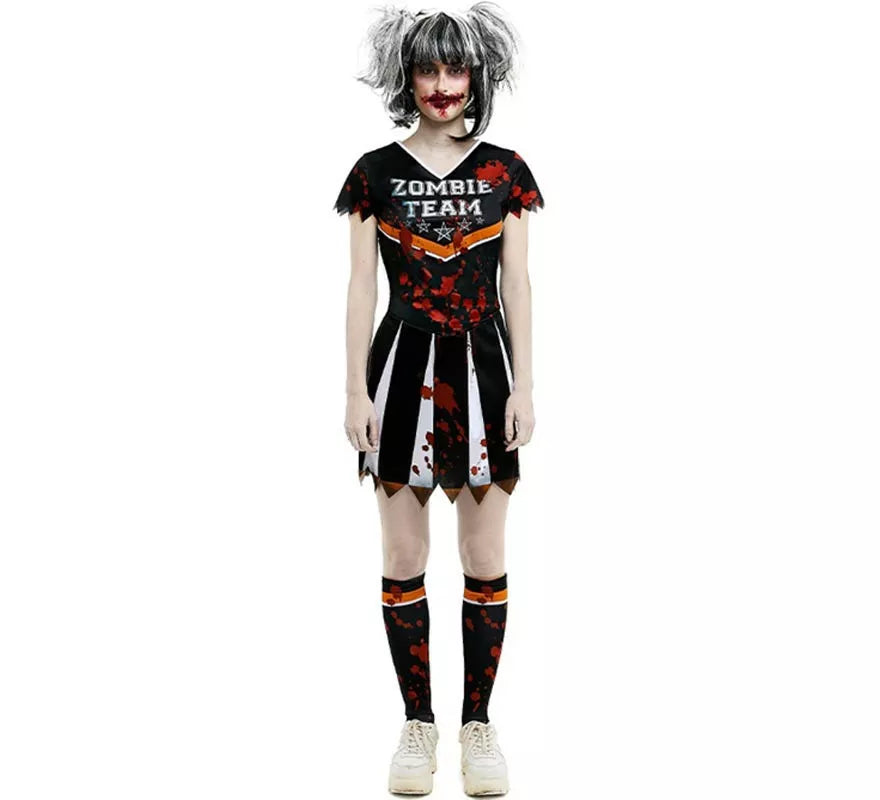 Disfraz de Animadora Zombie Team negro para mujer