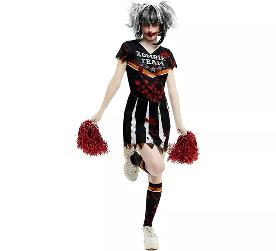 Disfraz de Animadora Zombie Team negro para mujer