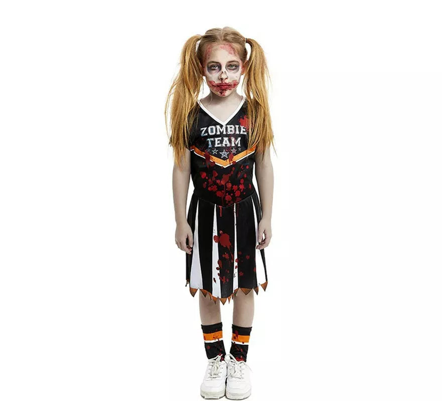 Translation missing: en.Disfraz de Animadora Zombie Team negro para niña y adolescente
