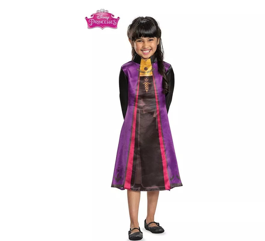 Translation missing: en.Disfraz de Anna Frozen traje morado para niña
