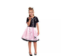 Baby Pink and Black 50s Costume for Girls