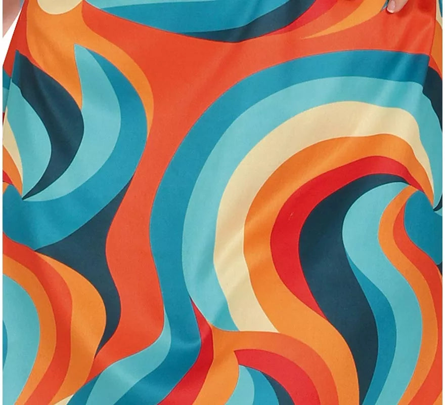 Disfraz de Años 70 curvas multicolor para mujer
