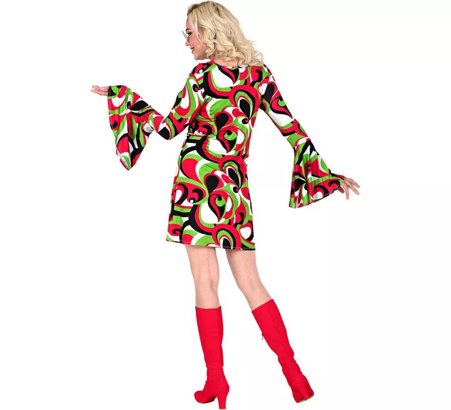 Disfraz de Años 70 Groovy Style Vestido Corto para mujer