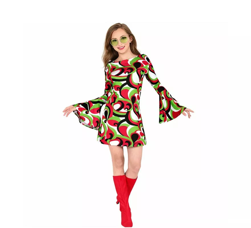 Translation missing: en.Disfraz de Años 70 Groovy Style Vestido Corto para mujer