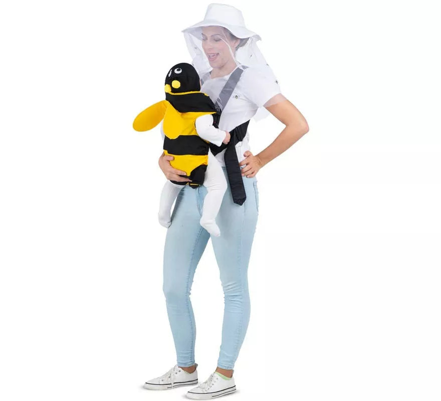 Translation missing: en.Disfraz de Apicultor y Abeja con cubremochila para adulto y bebé