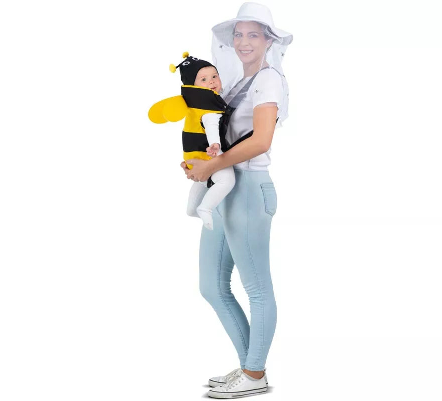 Disfraz de Apicultor y Abeja con cubremochila para adulto y bebé