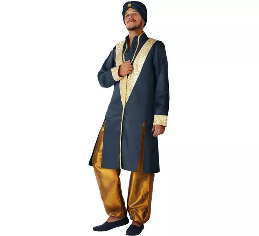 Disfraz de Árabe Azul y Dorado para hombre