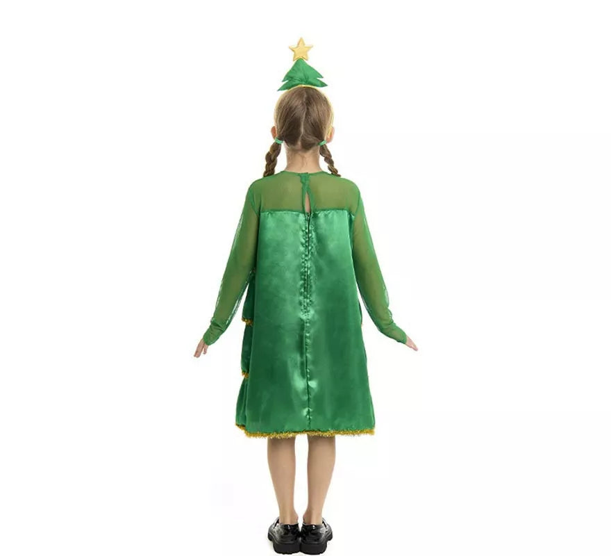 Disfraz de Árbol de Navidad con volantes y diadema para niña