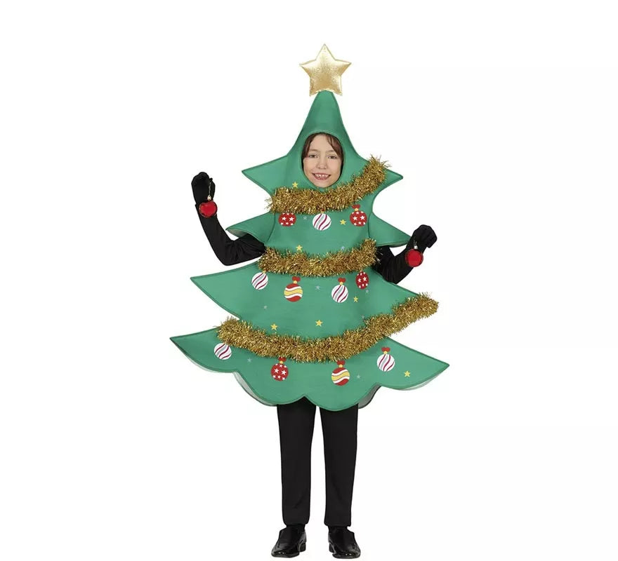 Disfraz de Árbol de Navidad decorado con estrella para niños