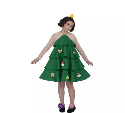 Disfraz de Arbolito de Navidad Adornado Deluxe para niña