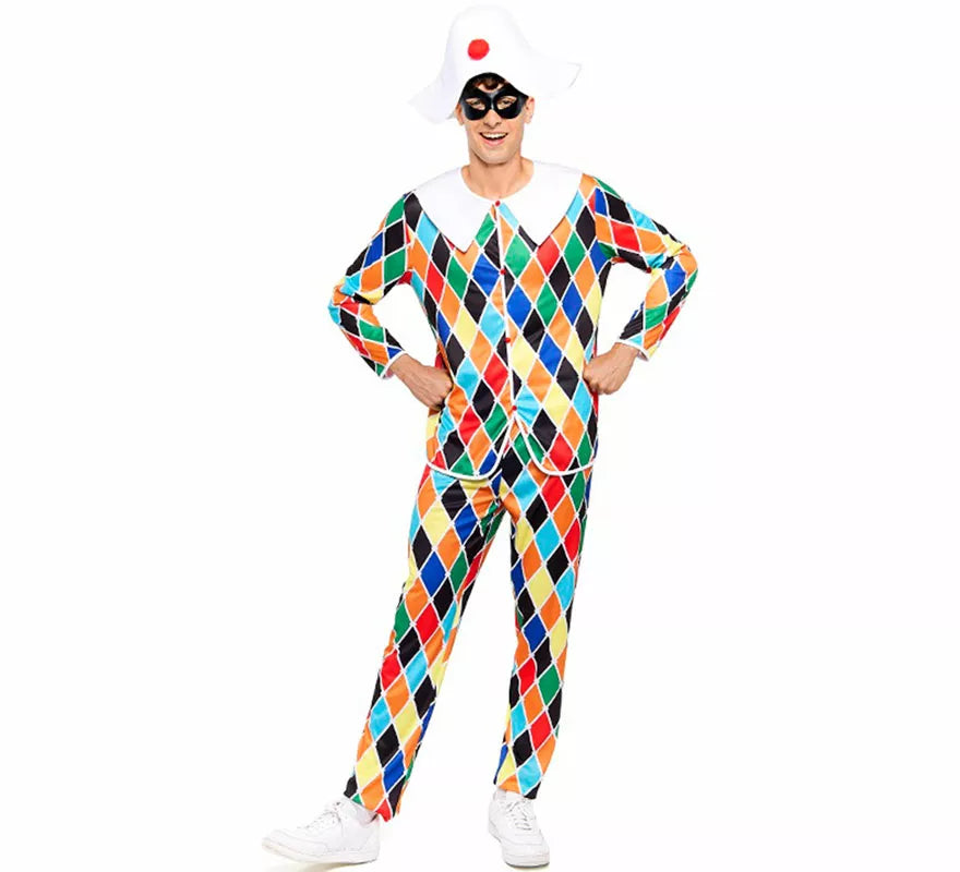 Disfraz de Arlequín multicolor para hombre