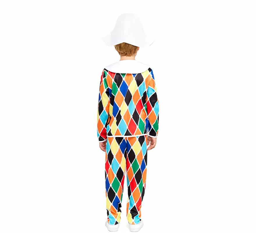 Disfraz de Arlequín multicolor para niño