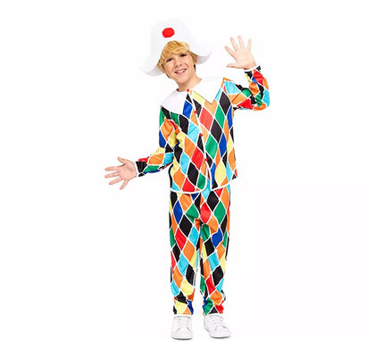 Disfraz de Arlequín multicolor para niño