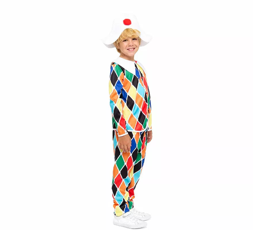 Disfraz de Arlequín multicolor para niño