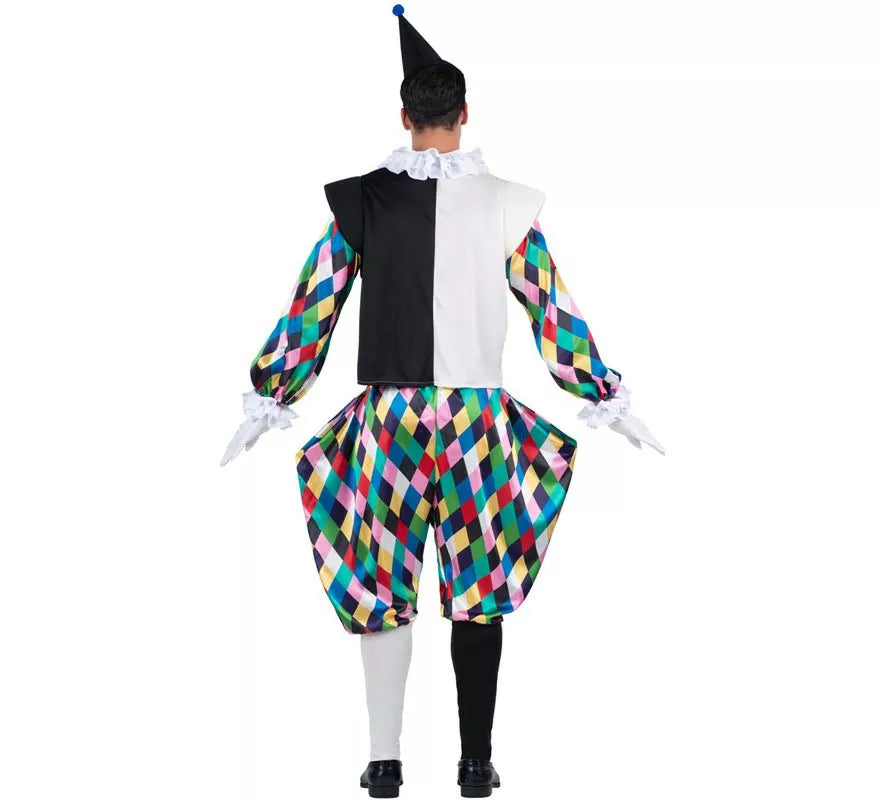Translation missing: en.Disfraz de Arlequín negro y multicolor para hombre