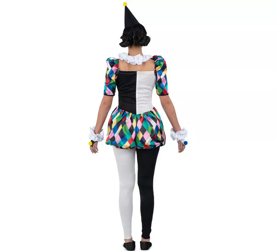 Translation missing: en.Disfraz de Arlequina negro y multicolor para mujer