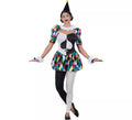 Disfraz de Arlequina negro y multicolor para mujer