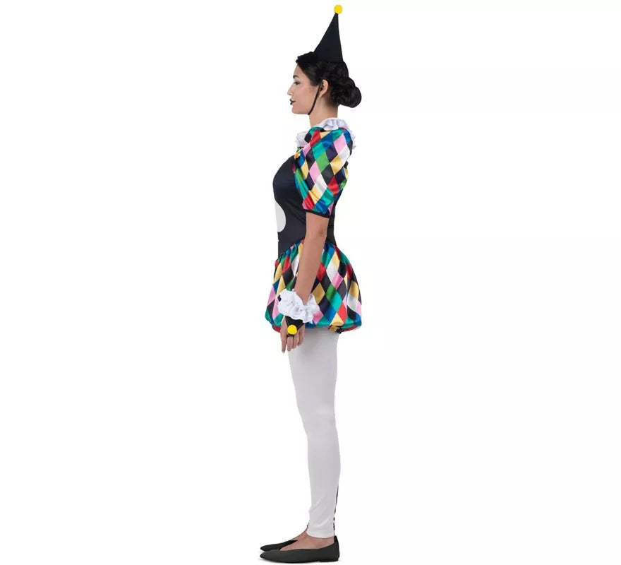 Translation missing: en.Disfraz de Arlequina negro y multicolor para mujer