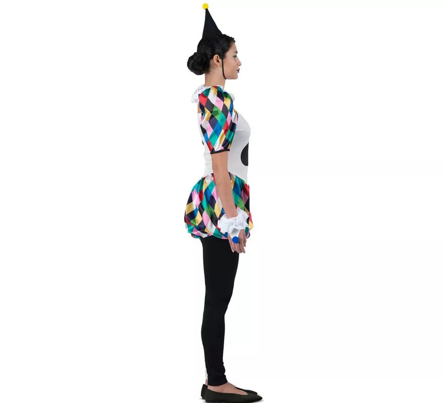 Disfraz de Arlequina negro y multicolor para mujer