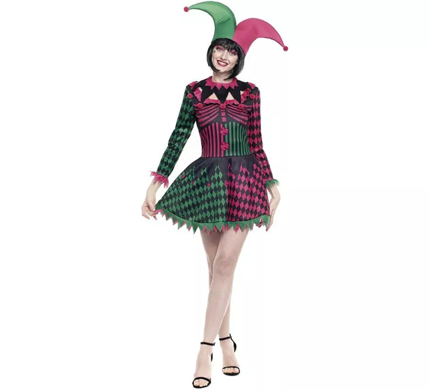 Translation missing: en.Disfraz de Arlequina tricolor para mujer