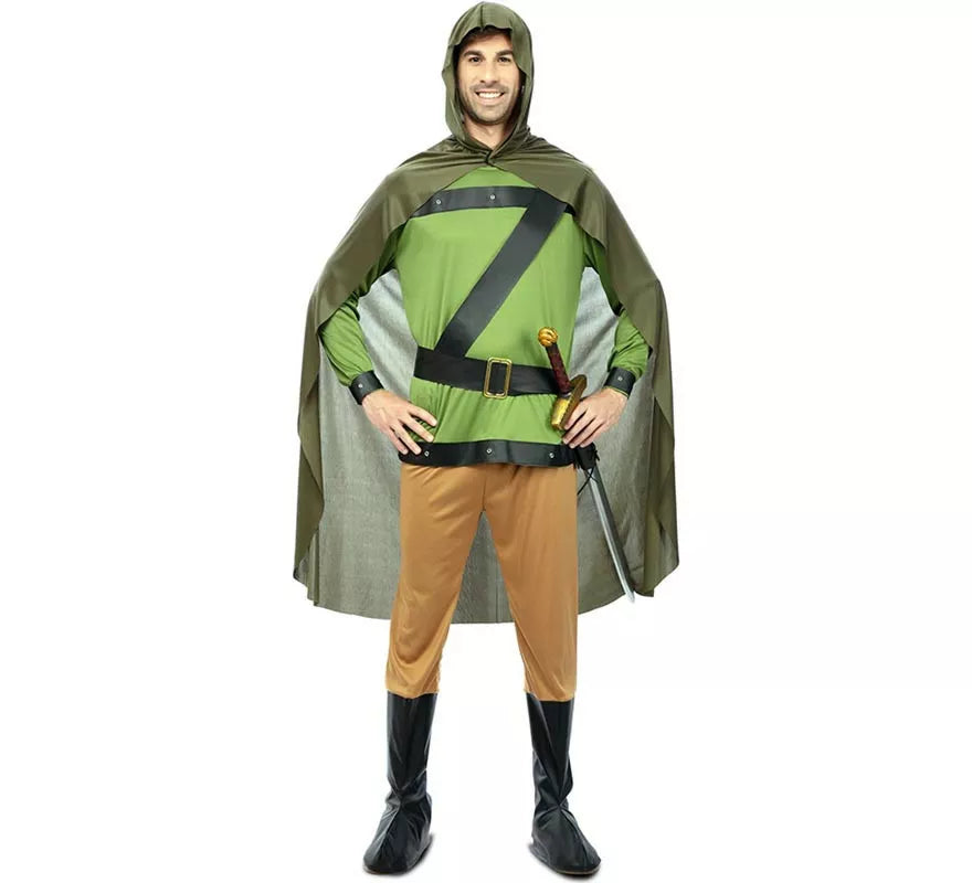 Translation missing: en.Disfraz de Arquero del Bosque verde con capa para hombre