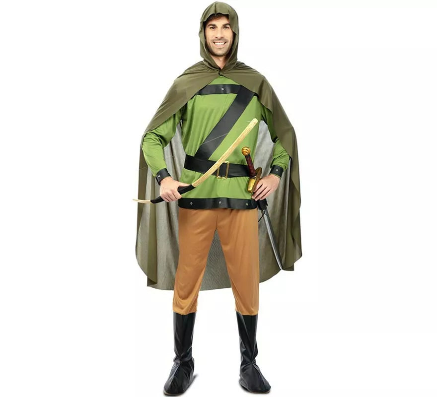 Translation missing: en.Disfraz de Arquero del Bosque verde con capa para hombre
